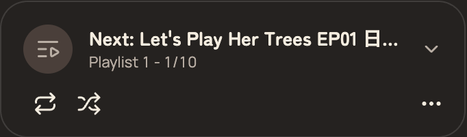 The playlist panel on a video page, with the loop and shuffle buttons below the playlist name